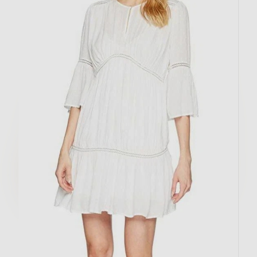NEW Lucky Brand Women's White Hazell 3/4 Bell Sleeve Flared Peasant Dress Sz XL